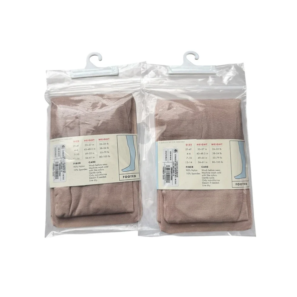 Cat & Jack 2 Pack Girls Dance Footed Tights Beige Tan Size 4-6 NIP NWT
